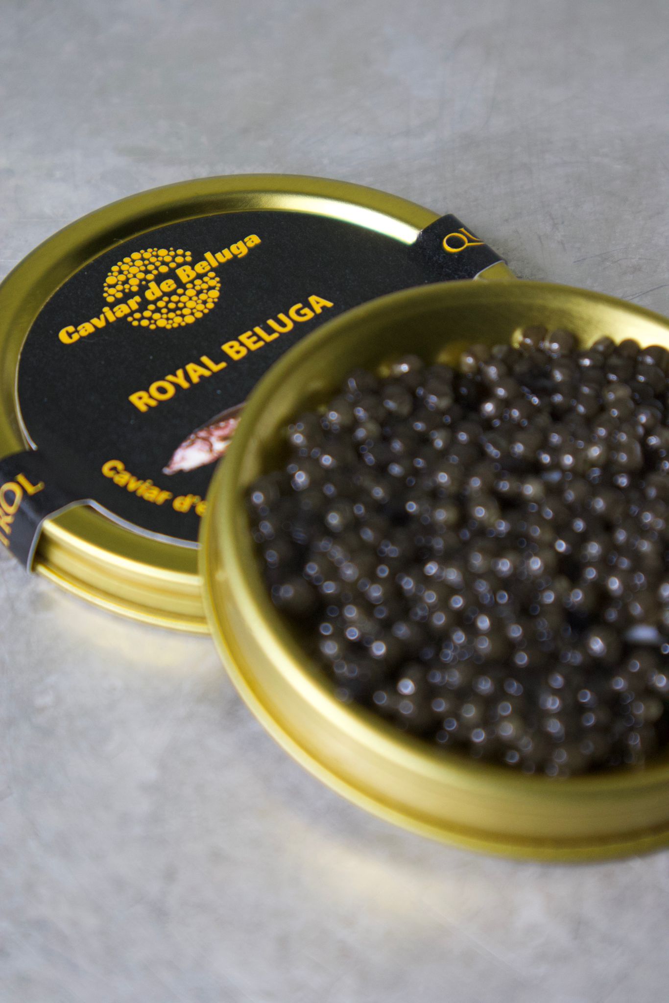 Caviar de Beluga Royal Beluga tin — premium branded packaging